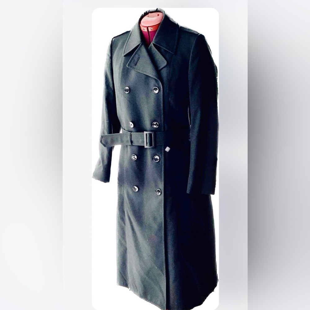 Logistik Unicorp Canadian Military Double Breasted 💯 % Wool Coat Green Belted